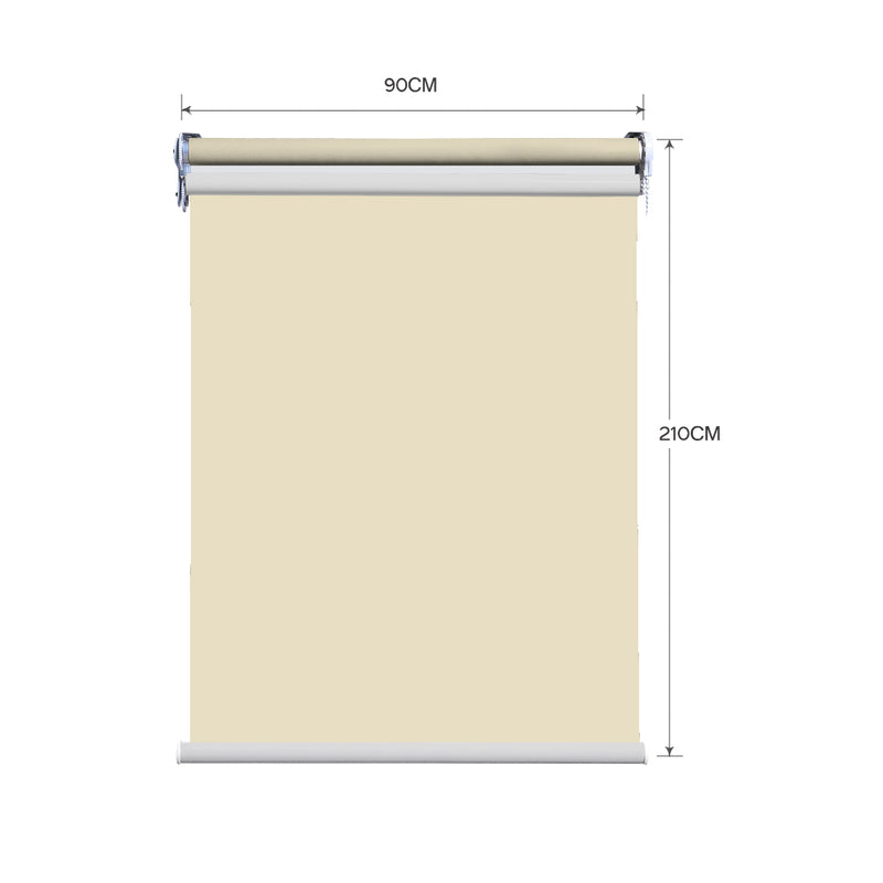 Modern Day/Night Double Roller Blinds Commercial Quality 90x210cm Cream White