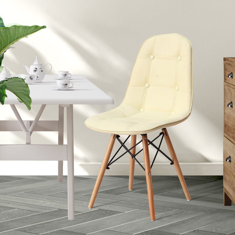 Levede 4x Retro Replica PU Leather Dining Chair Office Cafe Lounge Chairs