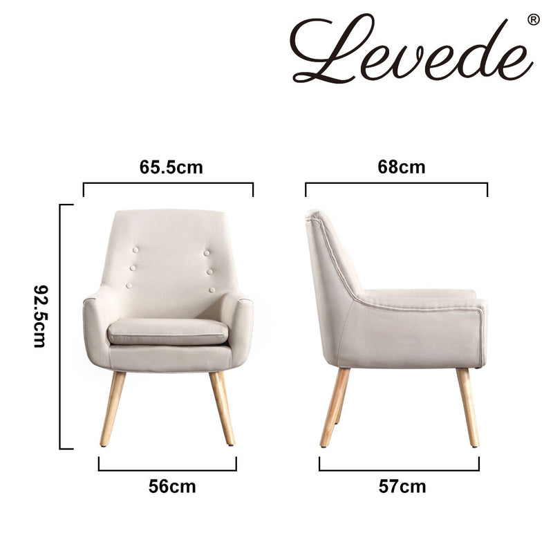 Levede 2x Upholstered Fabric Dining Chair Kitchen Wooden Modern Cafe Chairs