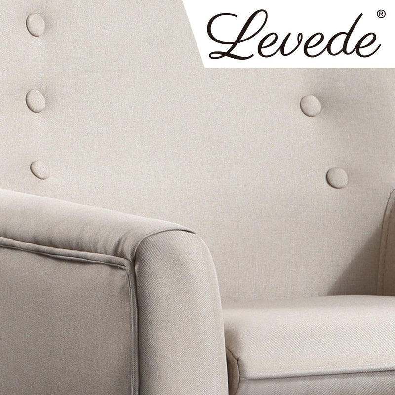 Levede 2x Upholstered Fabric Dining Chair Kitchen Wooden Modern Cafe Chairs