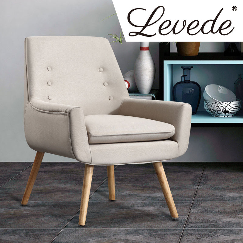 Levede 2x Upholstered Fabric Dining Chair Kitchen Wooden Modern Cafe Chairs