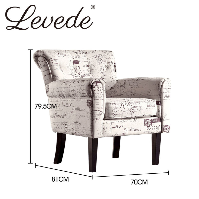 2x Levede Upholstered Armchair Dining Chairs Single Accent Sofa Padded Fabric