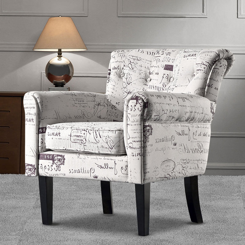 2x Levede Upholstered Armchair Dining Chairs Single Accent Sofa Padded Fabric