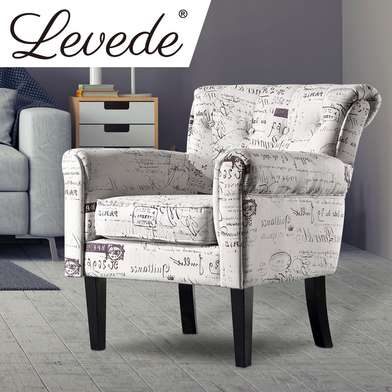 2x Levede Upholstered Armchair Dining Chairs Single Accent Sofa Padded Fabric