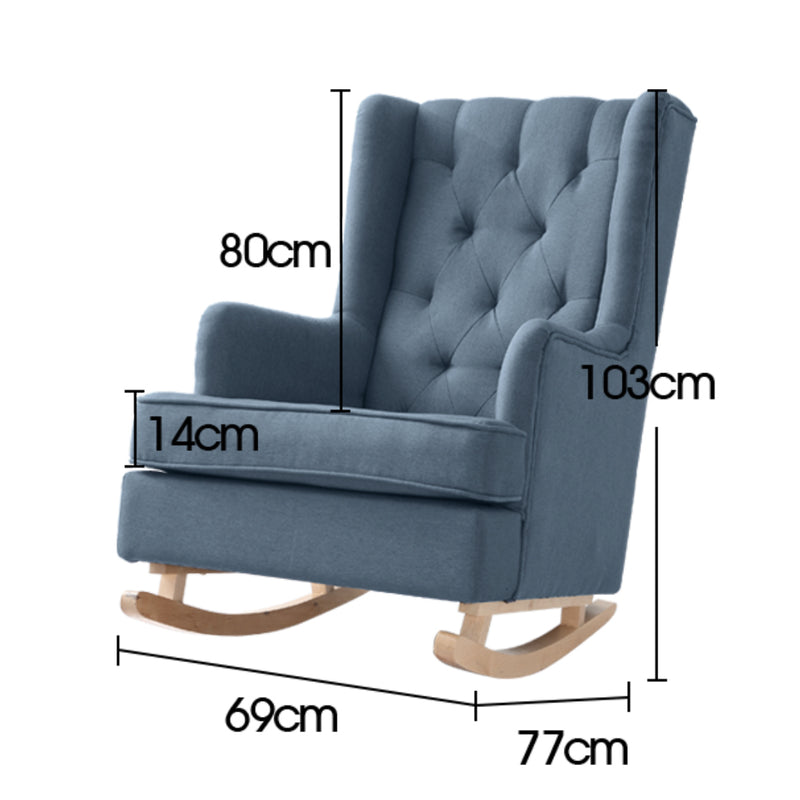 Levede Rocking Chair Chairs Armchair Fabric Lounge Recliner Feeding Rocker Blue