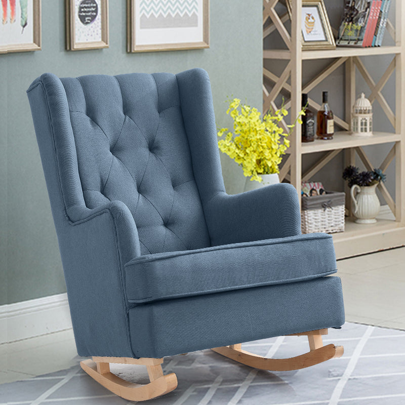 Levede Rocking Chair Chairs Armchair Fabric Lounge Recliner Feeding Rocker Blue