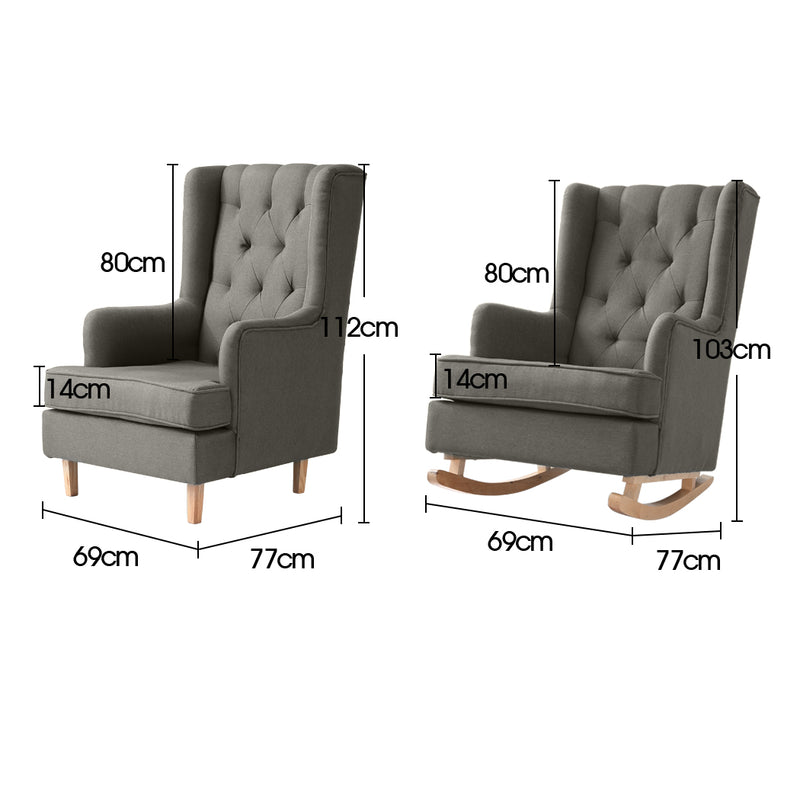 Levede Rocking Chair Lounge Chairs Baby Feeding Armchair Recliner Fabric Sofa