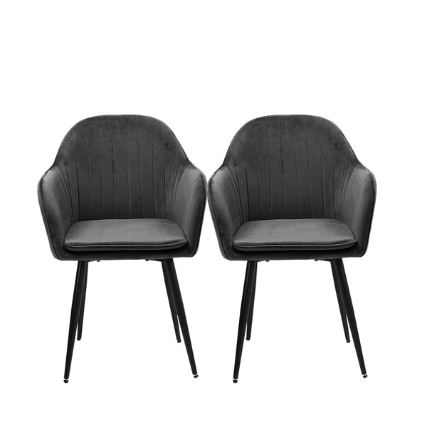 Levede 2x Dining Chairs Kitchen Steel Chair Velvet Removable Cushion Seat Covers
