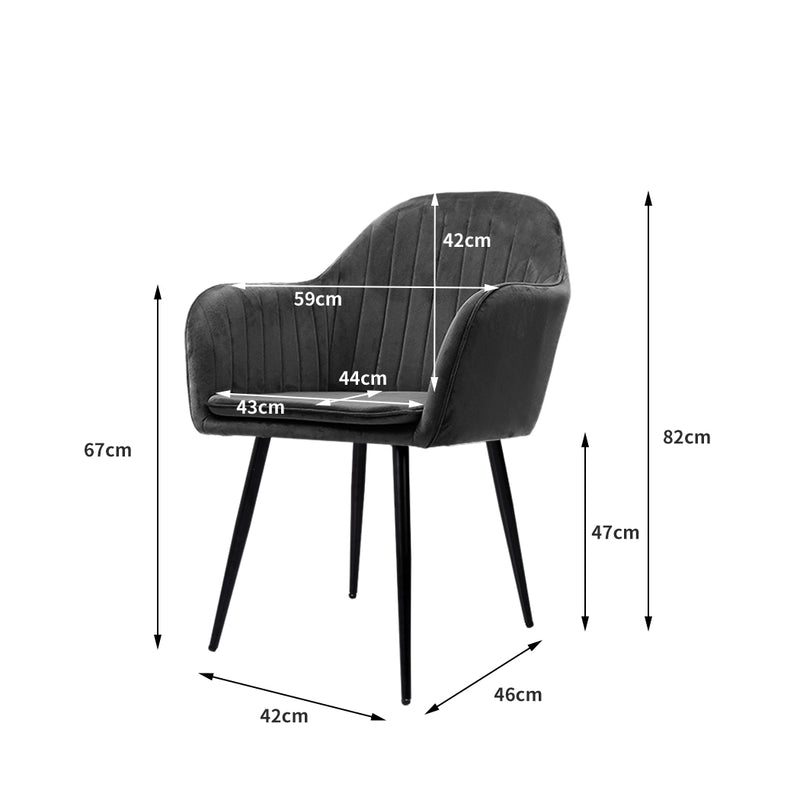 Levede 2x Dining Chairs Kitchen Steel Chair Velvet Removable Cushion Seat Covers