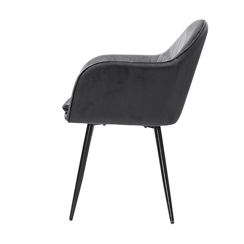 Levede 2x Dining Chairs Kitchen Steel Chair Velvet Removable Cushion Seat Covers
