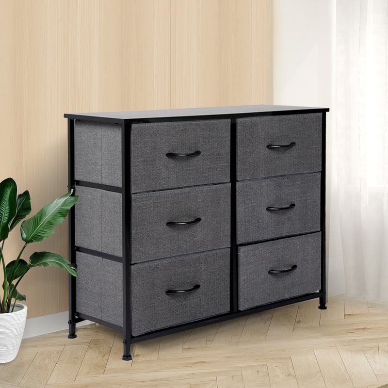 Levede Storage Cabinet Tower Chest of Drawers Dresser Tallboy 6 Drawer Dark Grey