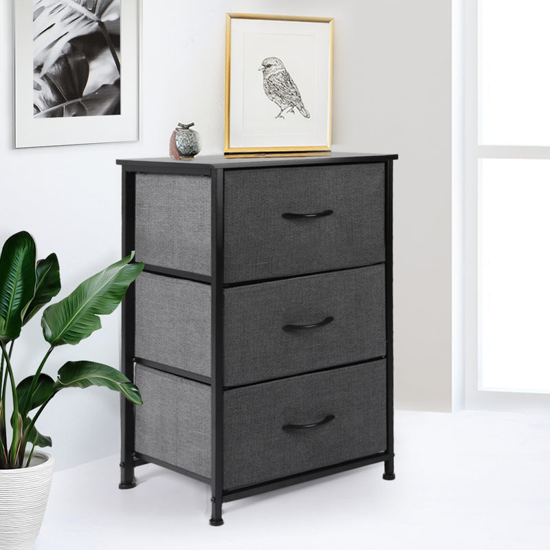 Levede Storage Cabinet Tower Chest of Drawers Dresser Tallboy 3 Drawer Dark Grey