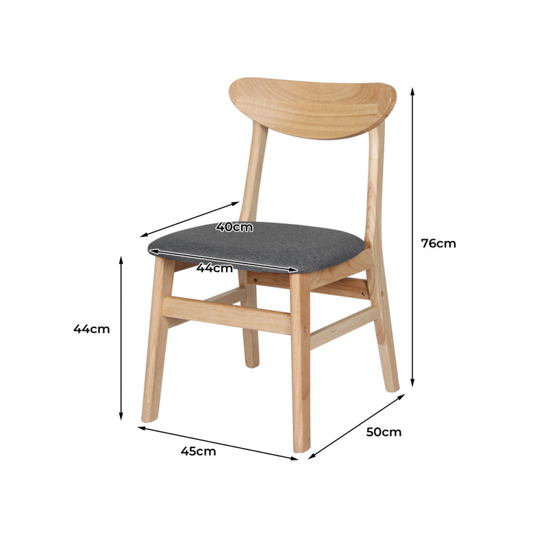 Levede 2x Dining Chair Kitchen Table Chair Natural Wood Linen Fabric Cafe Lounge