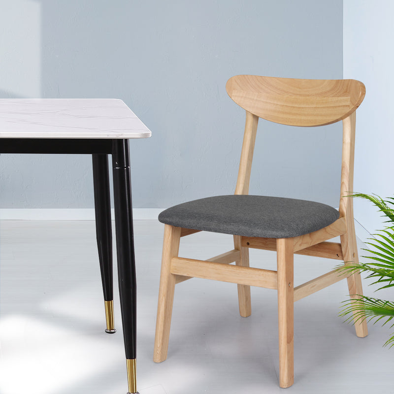 Levede 2x Dining Chair Kitchen Table Chair Natural Wood Linen Fabric Cafe Lounge