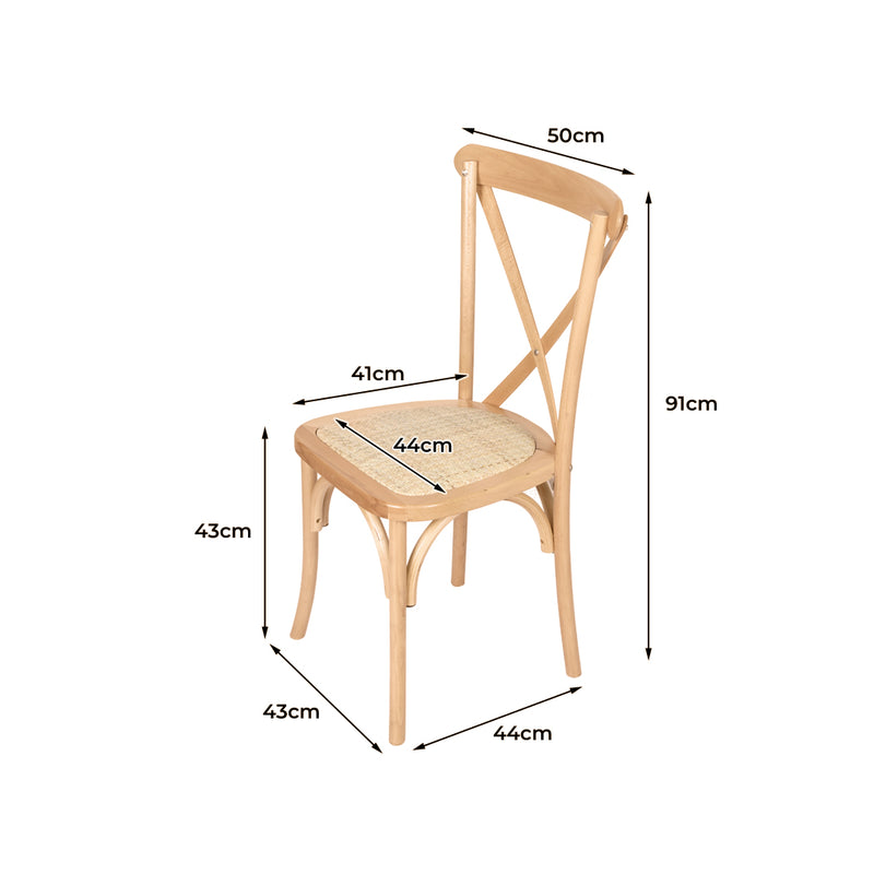 Levede 2x Dining Chairs Kitchen Table Chair Natural Wood Rattan Seat Cafe Lounge