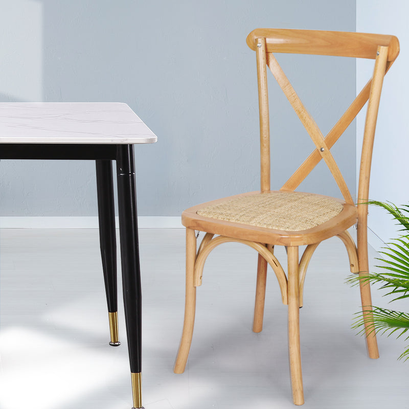 Levede 2x Dining Chairs Kitchen Table Chair Natural Wood Rattan Seat Cafe Lounge