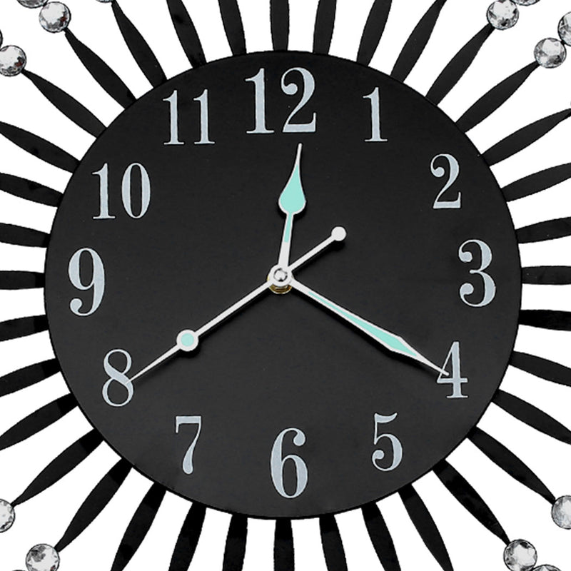 Wall Clock Silent Large Home Office Decor Round Luxury Modern Battery Black