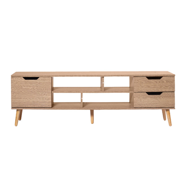 Levede TV Cabinet Entertainment Unit Stand Storage Drawer Wooden Shelf Oak 140cm