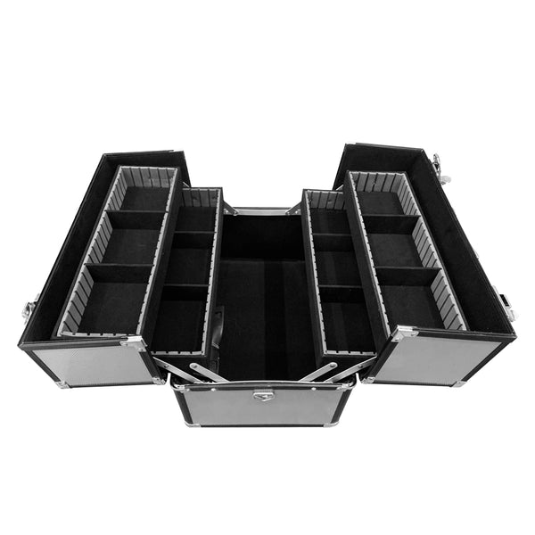 Portable Makeup Case Cosmetic Organiser Box Beauty Travel Suitcase 3 in 1 Silver