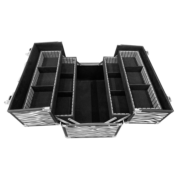Professional Makeup Cosmetic Case Organizer Storage Box Bag Aluminium Zebra
