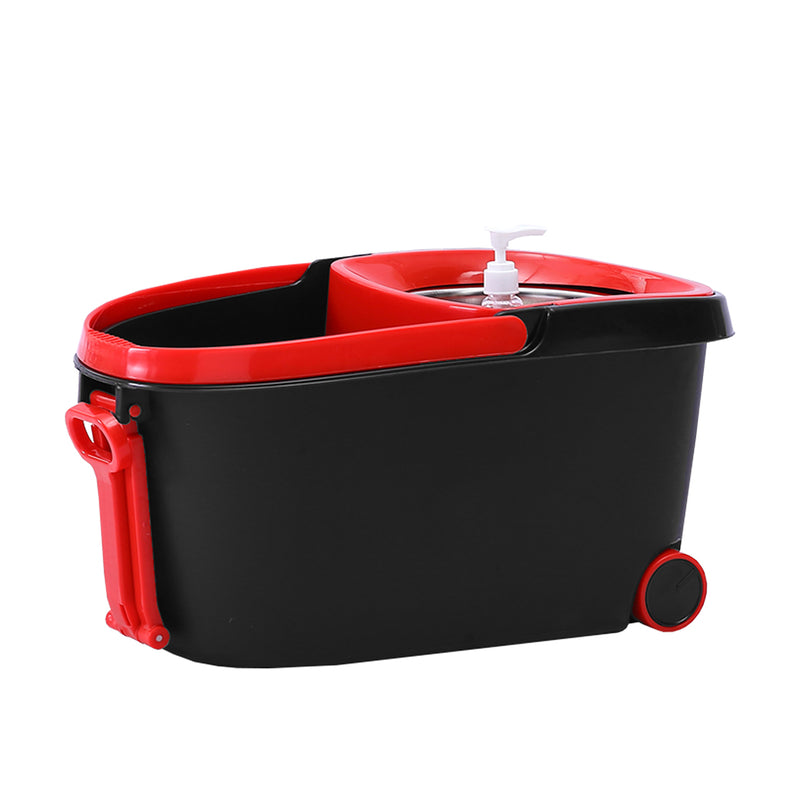 360° Spin Mop Bucket Set Spinning Stainless Steel Rotating Wet Dry Black