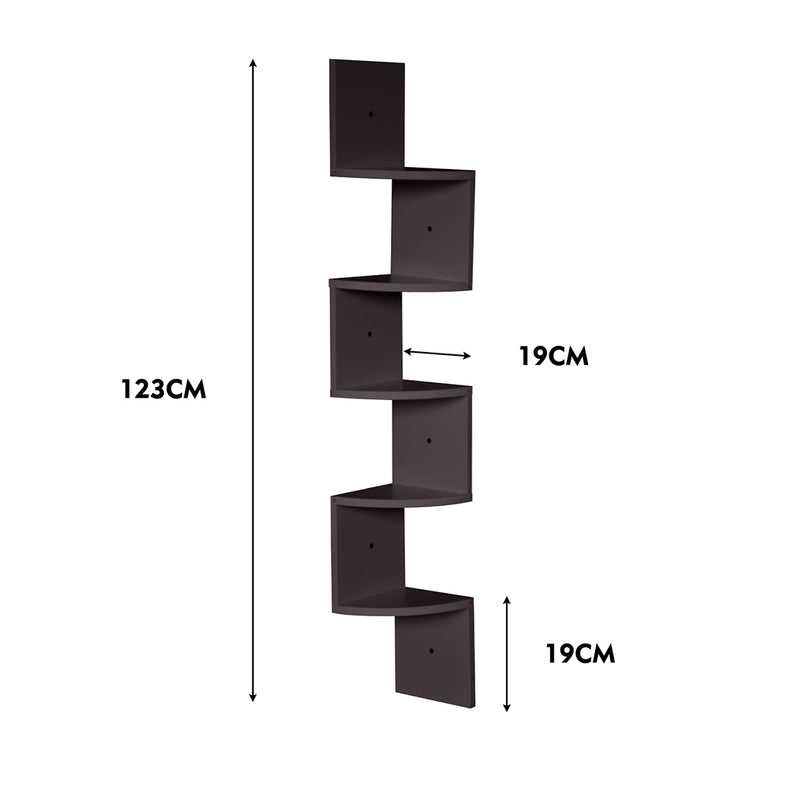 Levede 5 Tier Corner Wall Shelf Display Shelves DVD CD Storage Zig-tag Rack