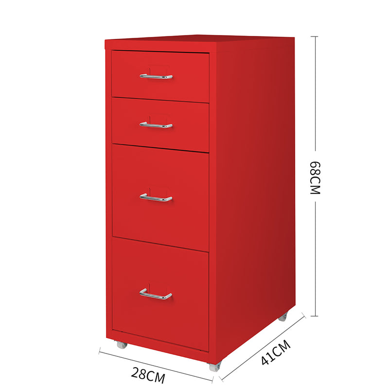 4 Tiers Steel Orgainer Metal File Cabinet With Drawers Office Furniture Red