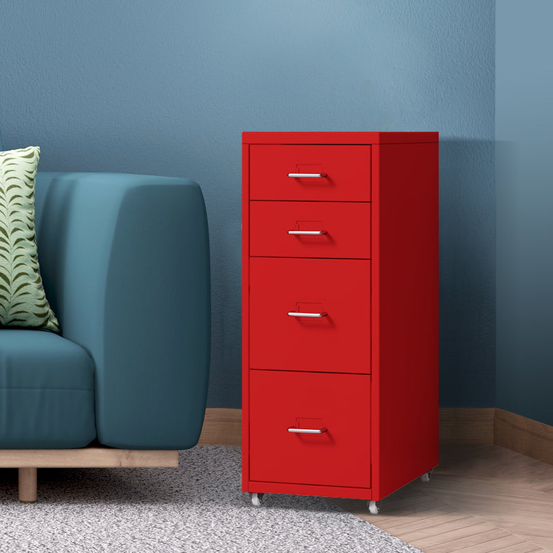 4 Tiers Steel Orgainer Metal File Cabinet With Drawers Office Furniture Red
