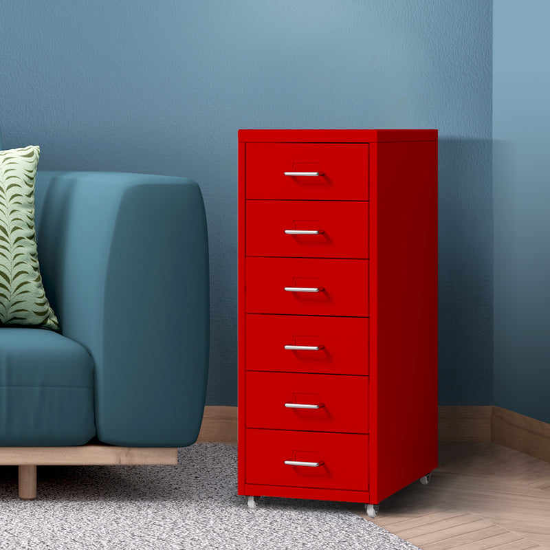 6 Tiers Steel Orgainer Metal File Cabinet With Drawers Office Furniture Red