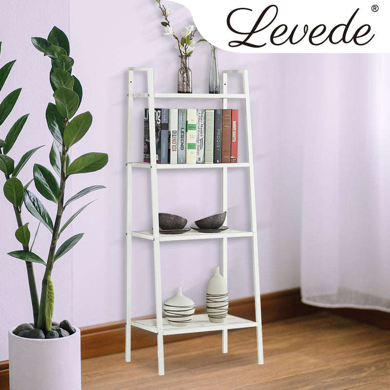 4 Tier Ladder Shelf Unit Bookshelf Bookcase Book Storage Display Rack Stand