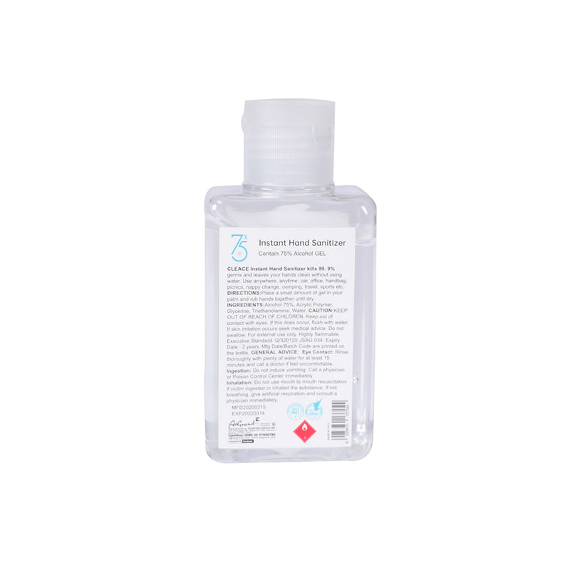 Cleace 1x Hand Sanitiser Sanitizer Instant Gel Wash 75% Alcohol 100ML
