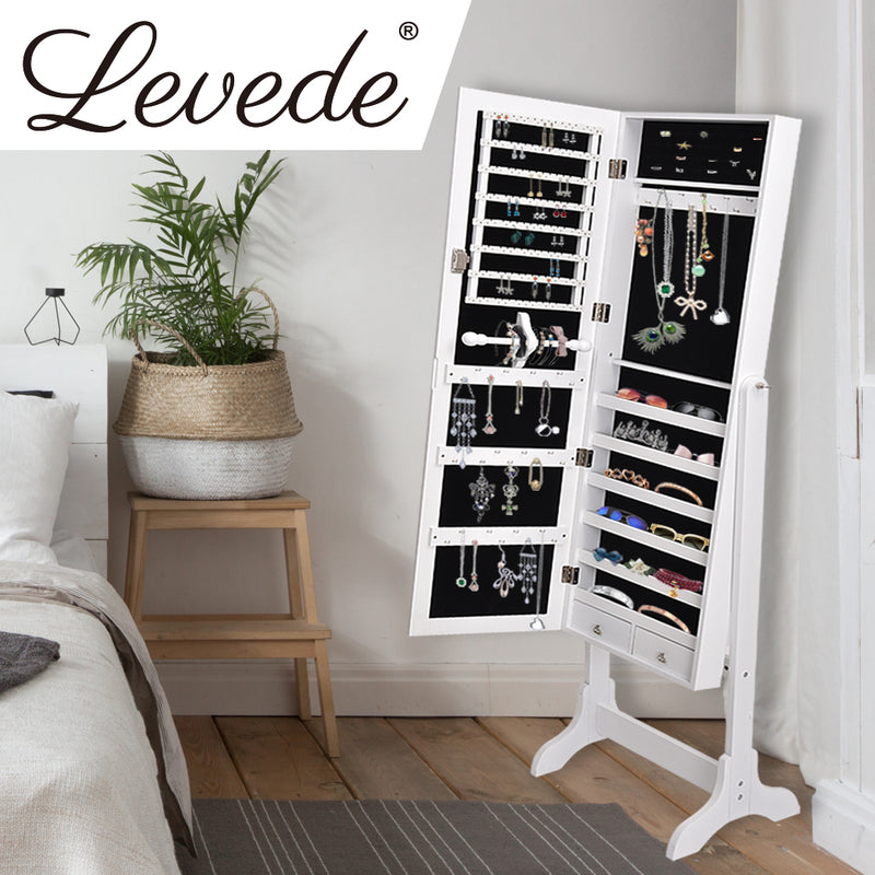 Levede Mirror Jewellery Standing Cabinet Makeup Storage Jewelry Organiser Box