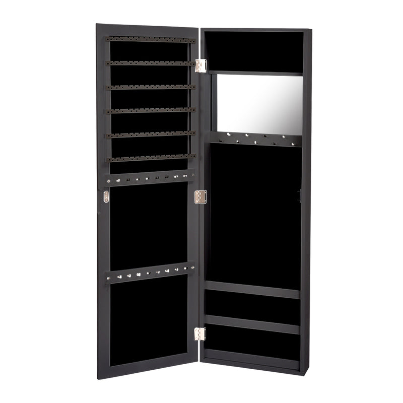 Levede Mirror Jewellery Cabinet Makeup Storage Jewelry Organiser Box Tall Black