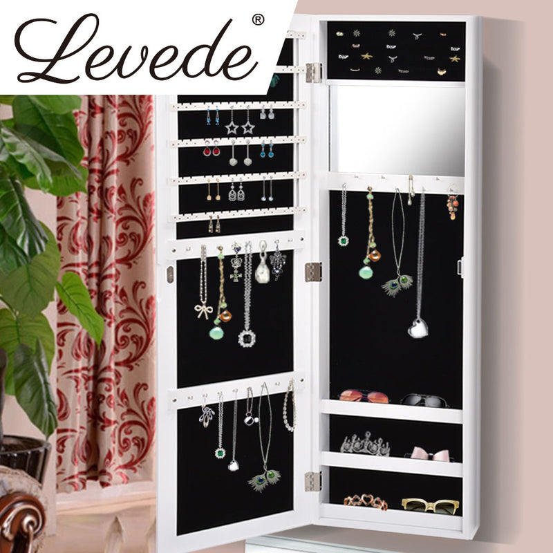 Levede Mirror Jewellery Cabinet Makeup Storage Jewelry Organiser Box Tall