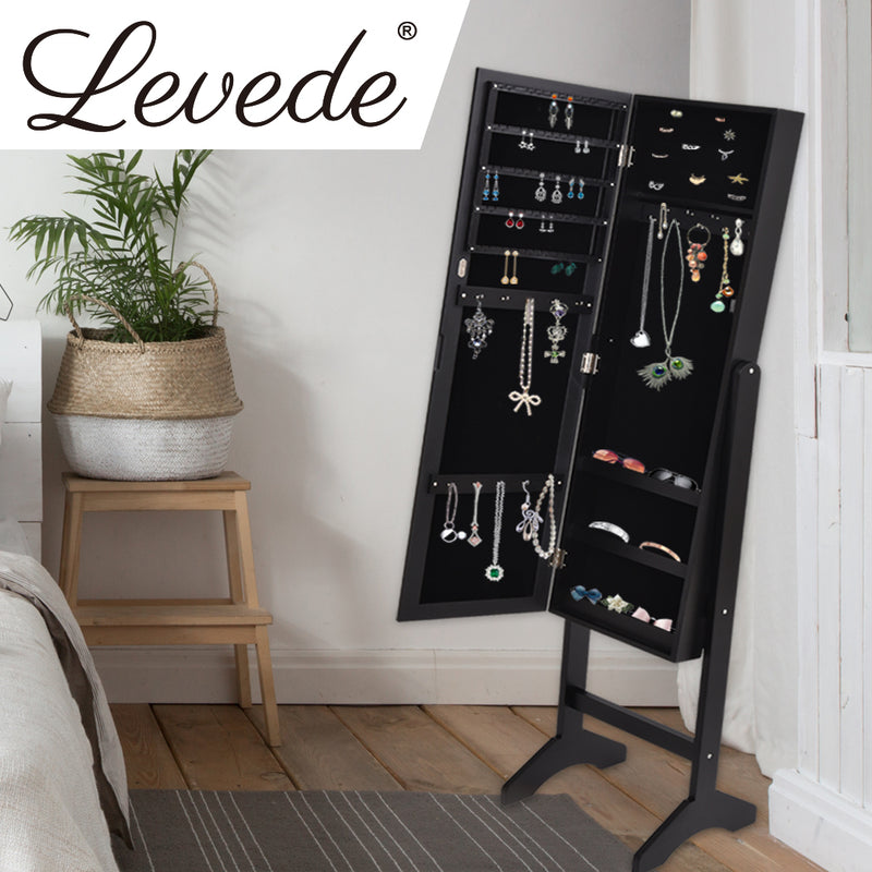 Levede Mirror Two Doors Jewellery Cabinet Makeup Storage Jewelry Organiser Box
