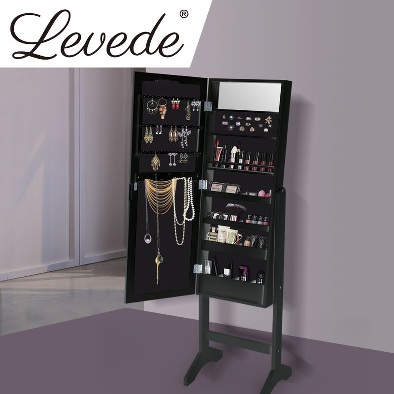 Levede Mirror Jewellery Cabinet Two Doors Makeup Storage Jewelry Organiser Box