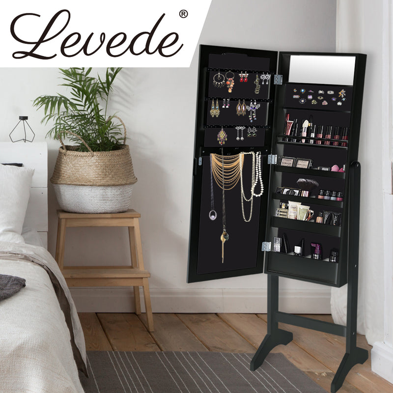 Levede Mirror Jewellery Cabinet Two Doors Makeup Storage Jewelry Organiser Box