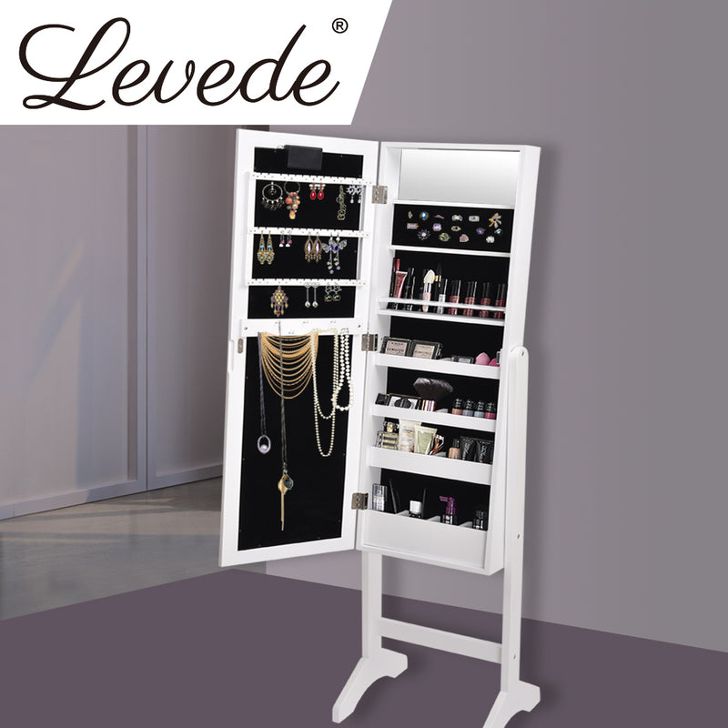 Levede Mirror Jewellery Cabinet Dressing Makeup Jewelry Storage  Organiser Wood