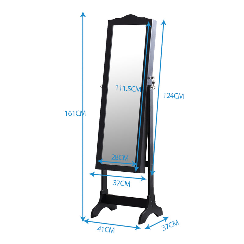 Levede Dual Use Mirrored Jewellery Dressing Cabinet with LED Light in Black