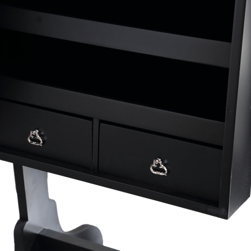 Levede Dual Use Mirrored Jewellery Dressing Cabinet with LED Light in Black