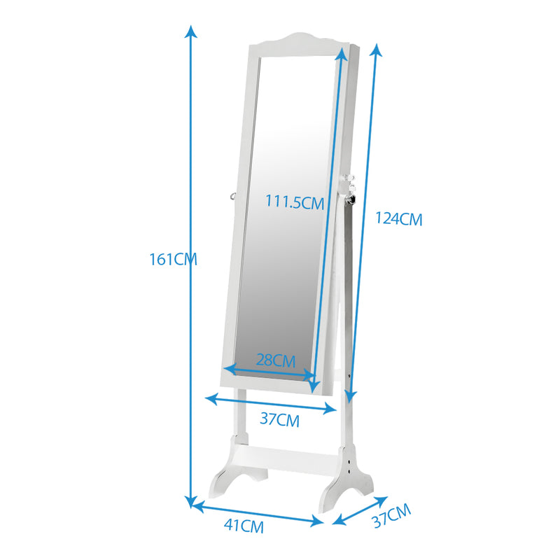 Levede Dual Use Mirrored Jewellery Dressing Cabinet with LED Light in White