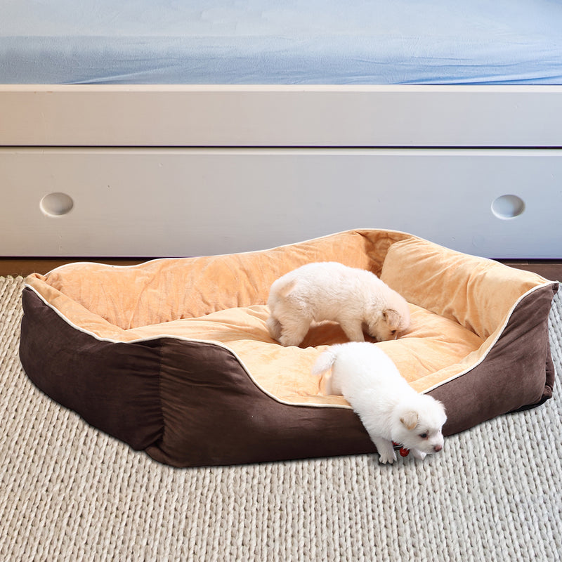 PaWz Pet Bed Mattress Dog Cat Pad Mat Puppy Cushion Soft Warm Washable M Brown