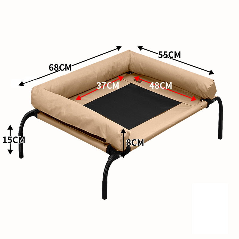 PaWz Pet Bed Heavy Duty Frame Hammock Bolster Trampoline Dog Puppy Mesh S Tan