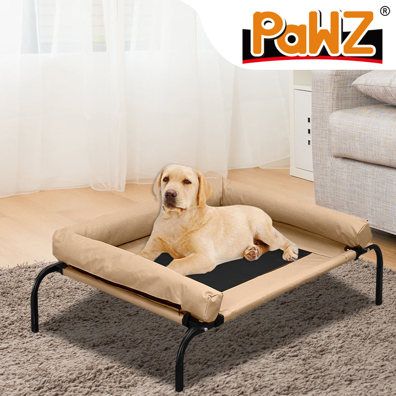 PaWz Pet Bed Heavy Duty Frame Hammock Bolster Trampoline Dog Puppy Mesh S Tan