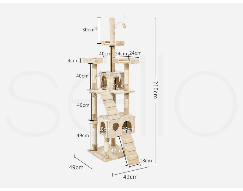 PaWz 2.1M Cat Scratching Post Tree Gym House Condo Furniture Scratcher Tower