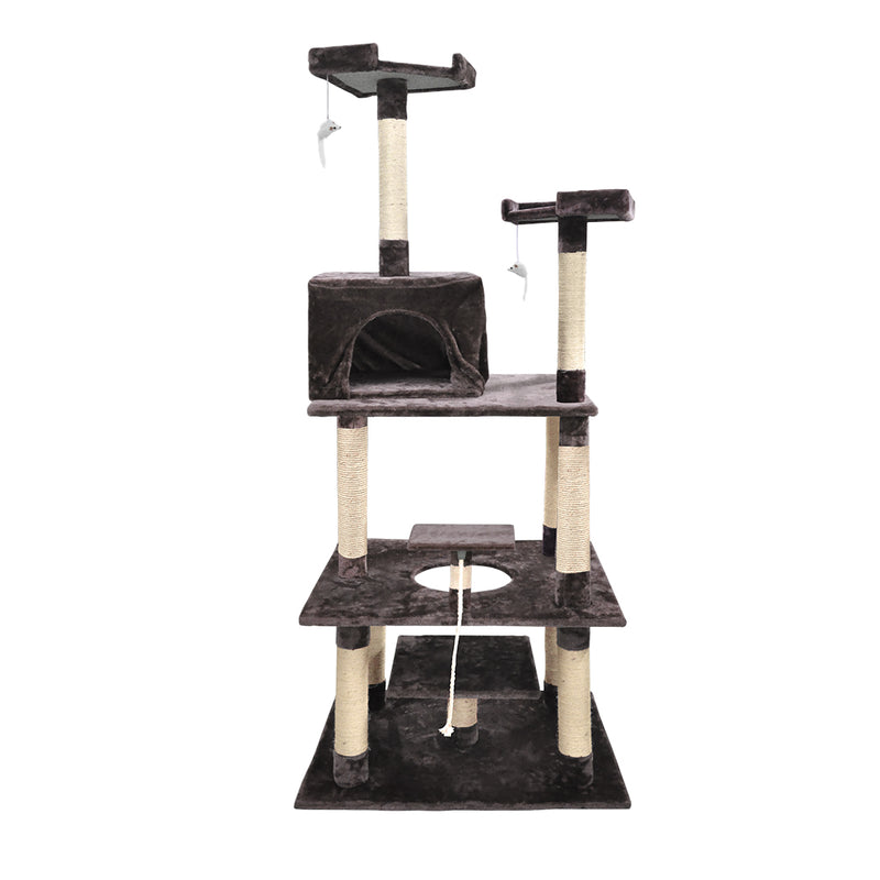 PaWz 1.98M Cat Scratching Post Tree Gym House Furniture Scratcher Dark Brown