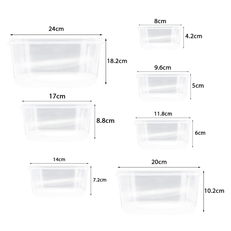Set of 7 Reusable Bowl Food Fresh Keeping Sealing Lid Container Cover Plastic AU