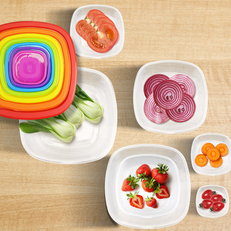 Set of 7 Reusable Bowl Food Fresh Keeping Sealing Lid Container Cover Plastic AU