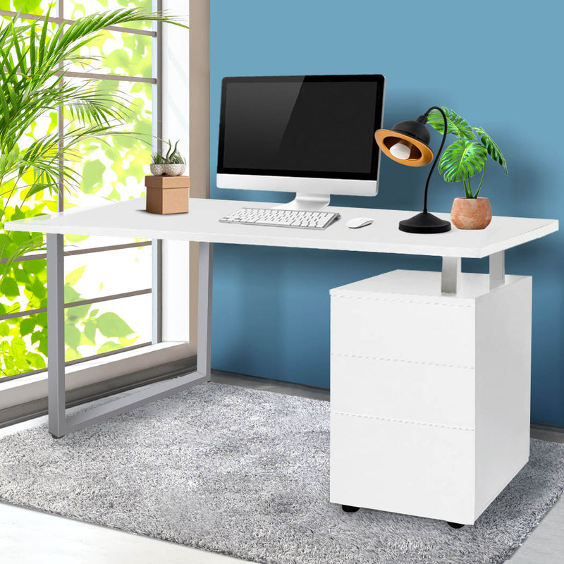 Office Computer Desk Student Laptop Study Table Home Workstation Shelf Desks White