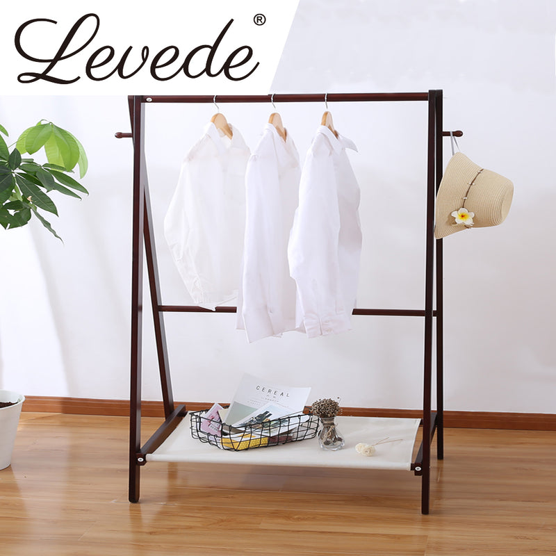 Levede Clothes Stand Garment Dyring Rack Hanger Organiser Wooden Free Standing